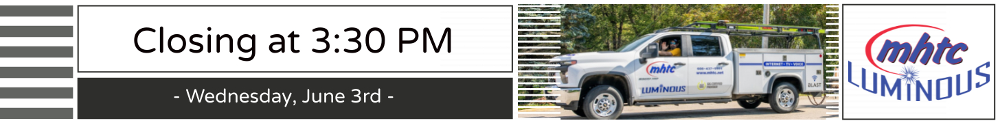 Closing Early June 3rd Website Banner